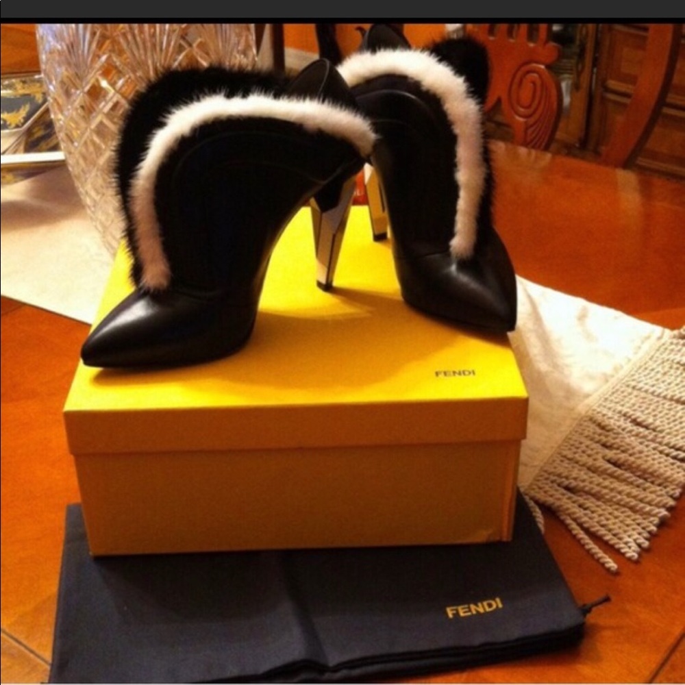 FENDI  mink-trimmed leather  fur booties